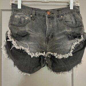 One X OneTeaspoon Bandits Low Waist Distressed Denim Short